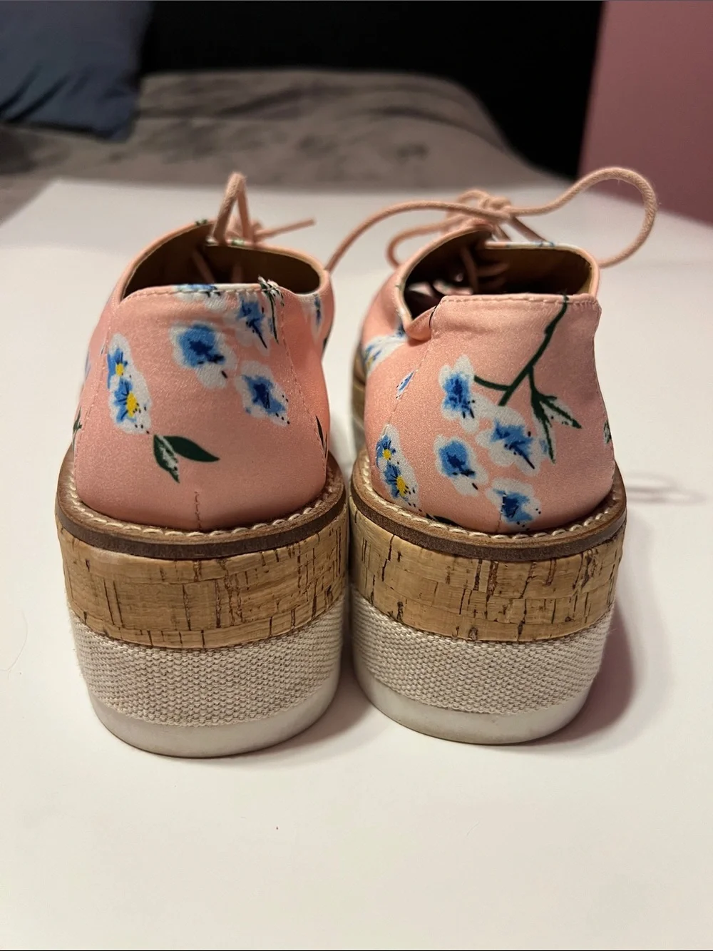 JANE AND THE SHOE Women’s Pink Floral Lace-Up Derby Shoes Size 7